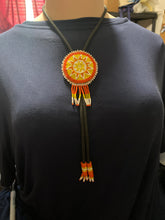 Vintage beaded leather Bolo