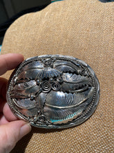 Solid sterling silver Tooled belt buckle