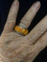 The orange spiny oyster inlay ring size 7 1/2