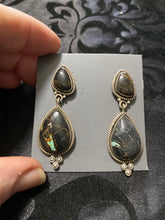 Ty Francisco, Navajo, handmade, blackjack turquoise earrings
