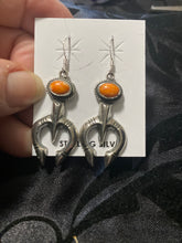 Dangles!  Orange Spiny, Sterling silver, Naja earrings