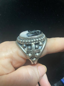 Bold White  Buffalo Turquoise ring size 13.5