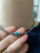 Navajo pearl Sterling silver necklace with sleeping beauty Turquoise 16 inches long