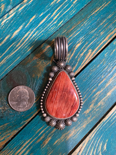 Orange Spiny Oyster Pendant MC