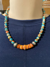 18 inch  Mojave turquoise BEADS AND NAVAJO PEARLS and Spiny oyster!