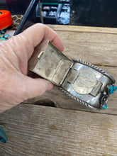 Vintage watch band cuff with a sterling silver box top
