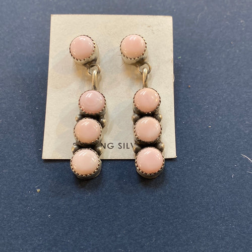 4 Round Conch Stone dangle earrings