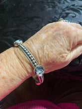 White buffalo turquoise bangle bracelet with sterling silver dots!