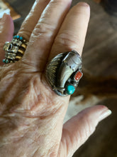 Vintage size 10 ring with coral and turquoise!