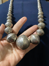 Vintage large beaded tool sterling silver necklace