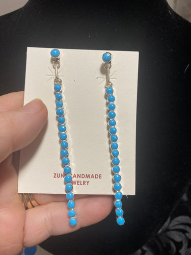 Long Turquoise dangle earrings Zuni