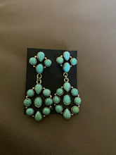 “Light Greenish / blue cluster, dangle earrings