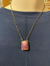 Square purple Spiny oyster necklace 18 inches long