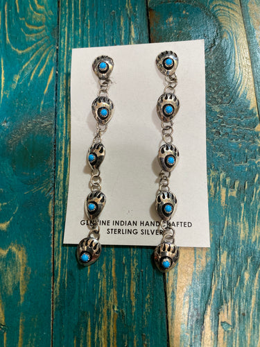Bear Claw with Turquoise Sterling silver earrings