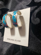 Inlay Turquoise Hoop Earrings