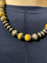 18 inch bumblebee Jasper Sterling, silver disc and sterling silver Navajo pearls Necklace