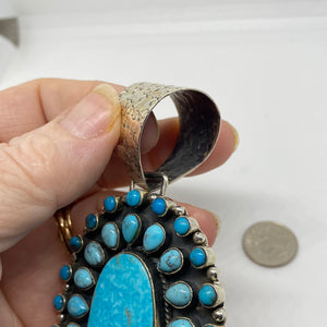 Large Sterling Silver  Turquoise pendant