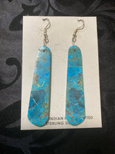 Turquoise 3 1/2 inch long Slab earrings