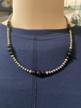 4-8 mm Navajo Pearls with black Onyx beads 20 inches long