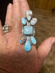 Golden Hill Turquoise  Cluster Ring