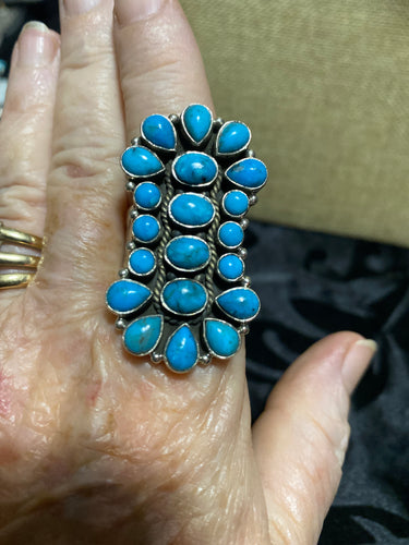 LONG TURQUOISE CLUSTER RINGS