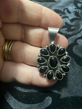 Black onyx simple oval cluster Pendant