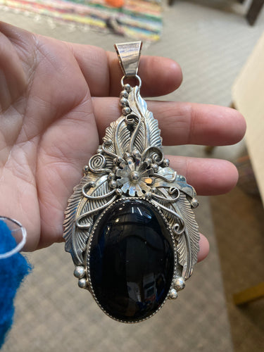 Loaded sterling silver and Black Onyx pendant