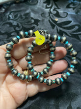 Navajo pearls and turquoise, large hoop earrings