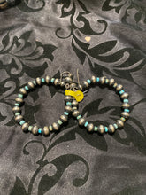 Navajo pearls and turquoise, large hoop earrings