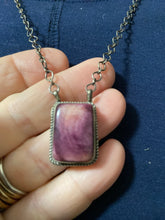 Square purple Spiny oyster necklace 18 inches long