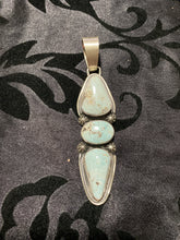 Dry Creek turquoise, three stone, Sterling silver pendant