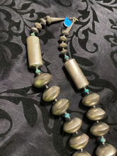 The Sterling silver multi disks and tubes necklace with tiny TURQUOISE pieces AND tiny NAVJO PEARL BEADS NECKLACE