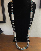 MULTI SHAPED TURQUOISE AND NAVJO PEARL BEADS NECKLACE