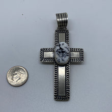 Solid Heavy Sterling Silver and White Buffalo cross pendant 3 inches