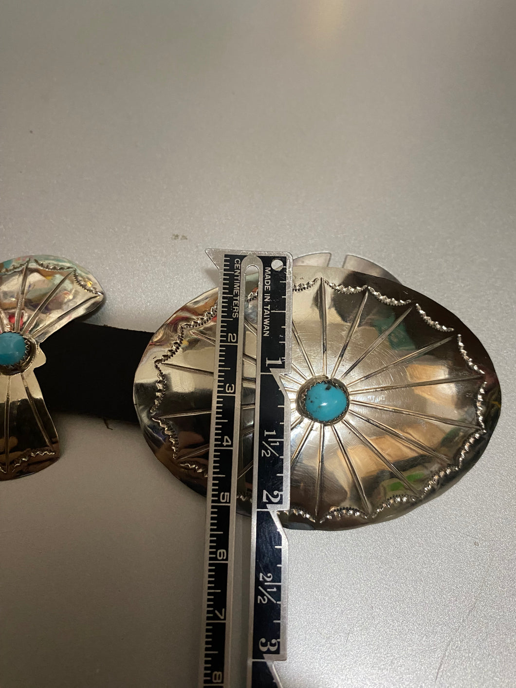Silver and Turquoise medium Concho belt