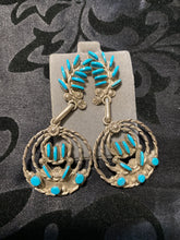 Vintage Zuni, long dangle, multi hoop earrings