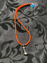 16 inch red, coral HEISHI BEADS AND NAVAJO PEARLS with a tiny squash drop