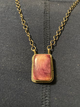 Square purple Spiny oyster necklace 18 inches long