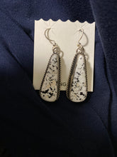 White buffalo turquoise long and slender dangle earrings