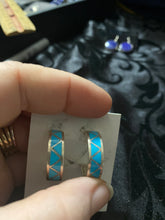 Inlay Turquoise Hoop Earrings
