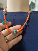 Total nuggets!  Red coral nuggets along with five turquoise nugget! What a great everyday necklace even in the pool!