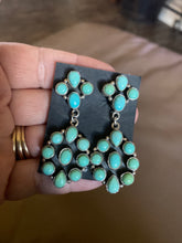 “Light Greenish / blue cluster, dangle earrings