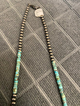 16 inch TINY TURQUOISE HEISHI BEADS AND NAVAJO PEARLS clusters