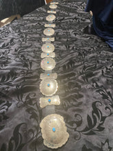 Sterling silver Concho/butterfly belt. Sleeping beauty turquoise on each Concho.
