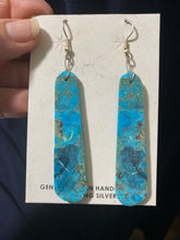 Turquoise 3 1/2 inch long Slab earrings