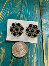 Black Onyx  Sterling Silver button earrings