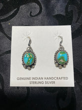 Royston turquoise small, dangle, sterling silver Hallmark earrings