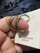 Royston turquoise, inlay , sterling silver  hoop earrings