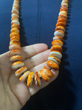 Orange Spiny oyster disc necklace! 28 inches long ￼￼