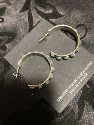 Sleeping beauty turquoise zuni hoops